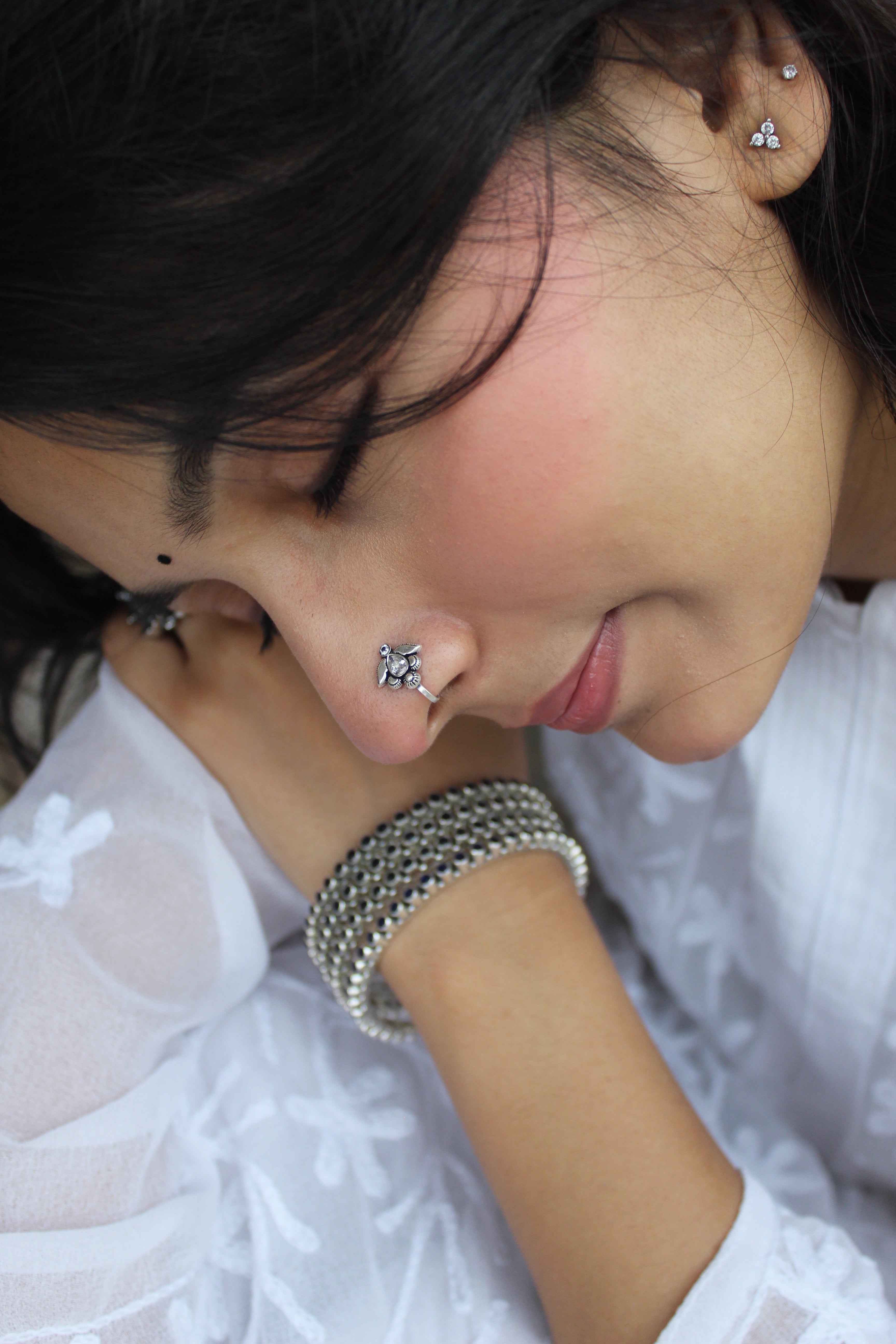 Silver clear Stone Nosepin